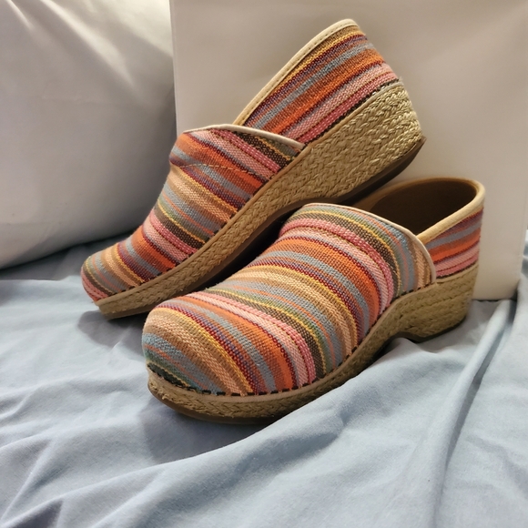 Dansko Red and Pink Clogs Comfortable Slip-On Design - Picture 2 of 6